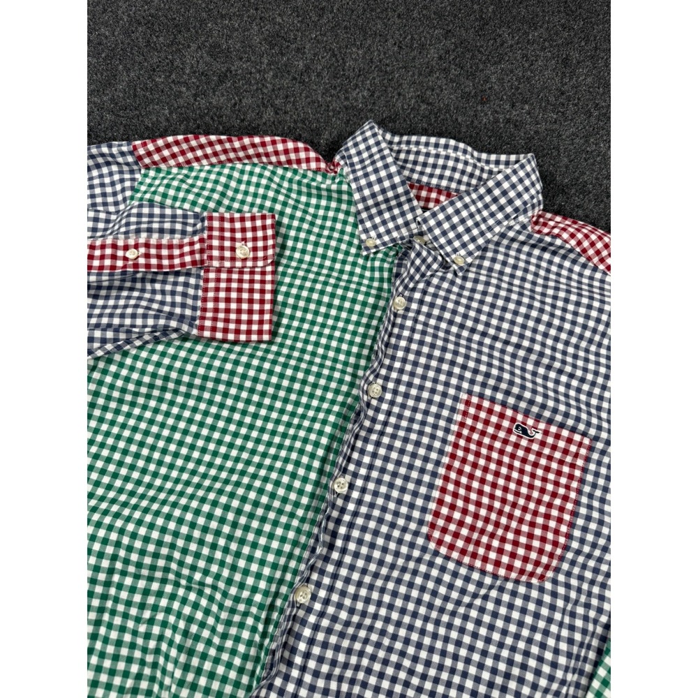 Vineyard Vines Tucker Shirt Mens XXL Patchwork Gingham Button Down Whale